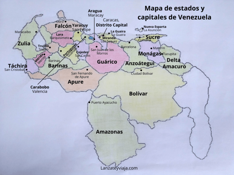 Cu Les Son Los Estados De Venezuela Y Sus Capitales Mapa   Mapa De Venezuela LyV 1 768x576 