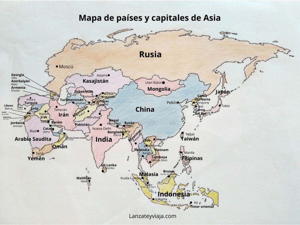 ᐅ Lista de Países y Capitales de Asia【Apréndetelas todas】